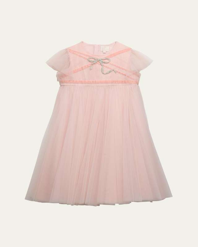 Girl's Ingrid Embellished Bow Dress, Size 6-